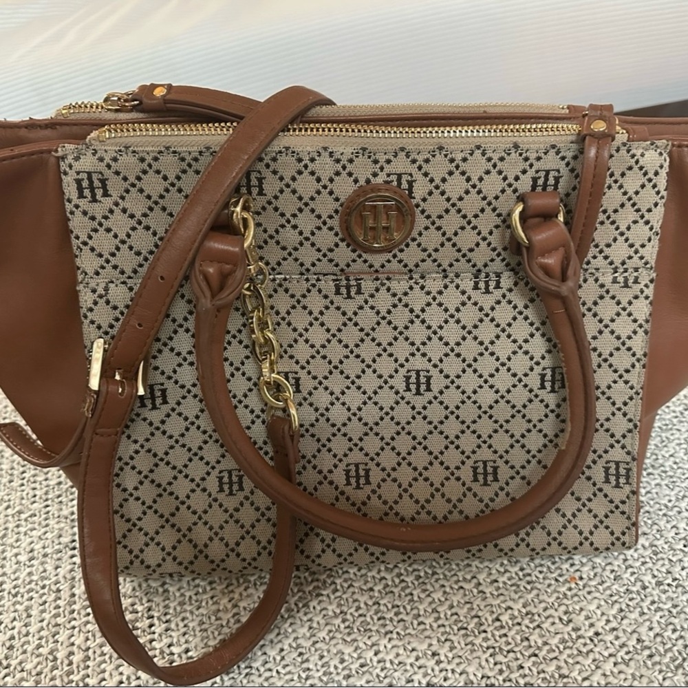Tommy Hilfiger Tan and Brown Tote Bag